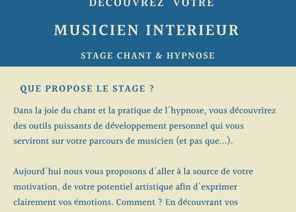 Stage Chant et Hypnose